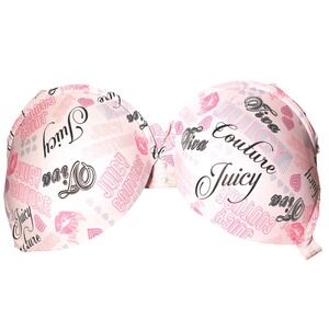 Juicy Couture Pink Logo Print Underwire Padded Bra 38DD Style 2801-134